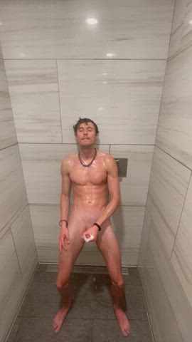 abs big dick cock jerk off masturbating monster cock onlyfans public shower thick