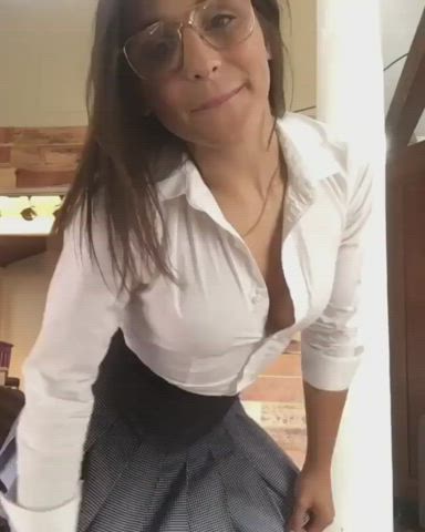 Abella Danger Ass Boobs Booty Brunette Glasses Pornstar Skirt Tits Twerking gif