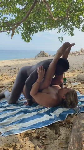 BBC Beach MILF White Girl gif