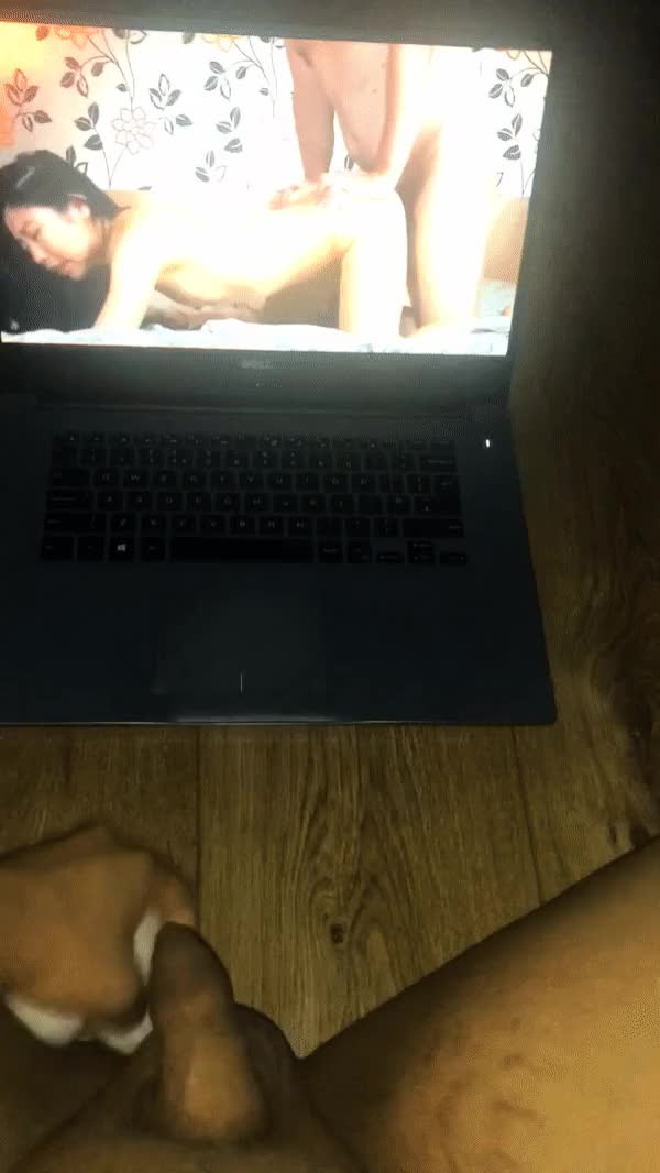 Asian boy watching WMAF porn and Masturbating with BWC dildo