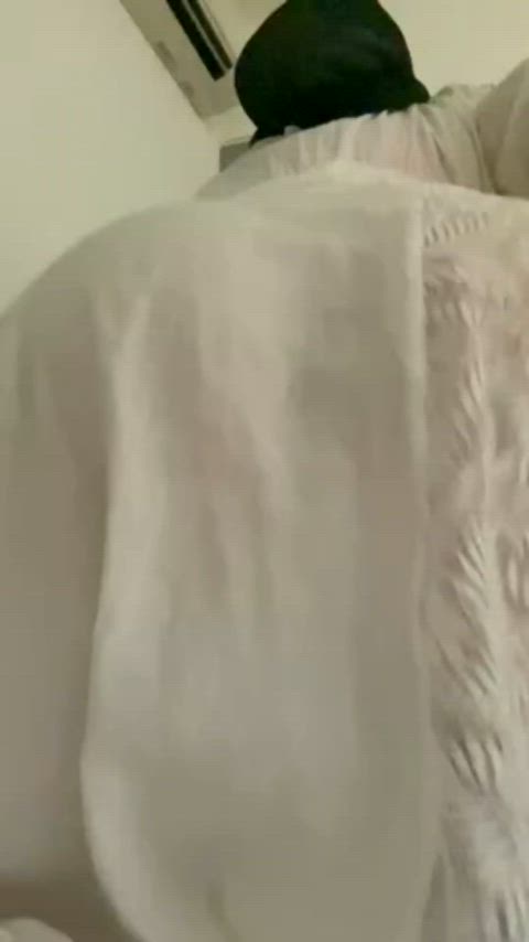 Moroccan hijab girl twerking on huge dildo