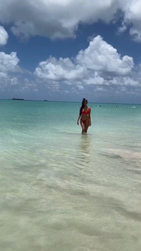 beach bikini curly hair gif