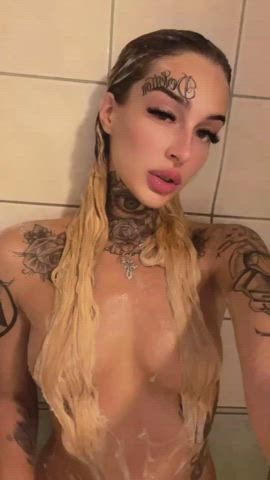 ass blonde onlyfans shower tits gif