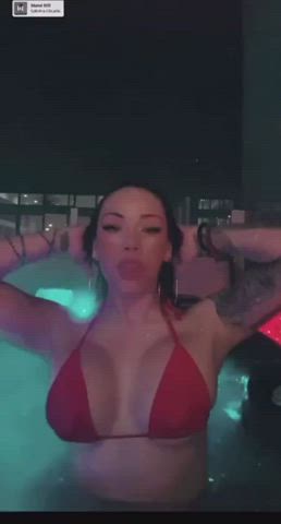 big tits bikini boobs cleavage cute latina pool tattoo gif