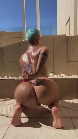 big ass femboy gay oil oiled gif