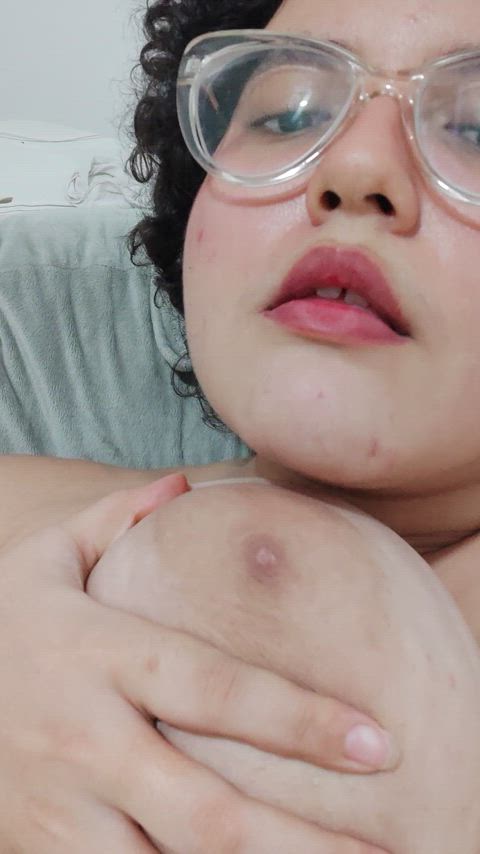 big tits boobs latina licking natural tits nipple play tits gif