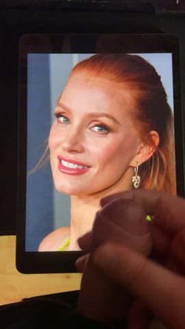 celebrity cum cumshot jessica chastain tribute gif