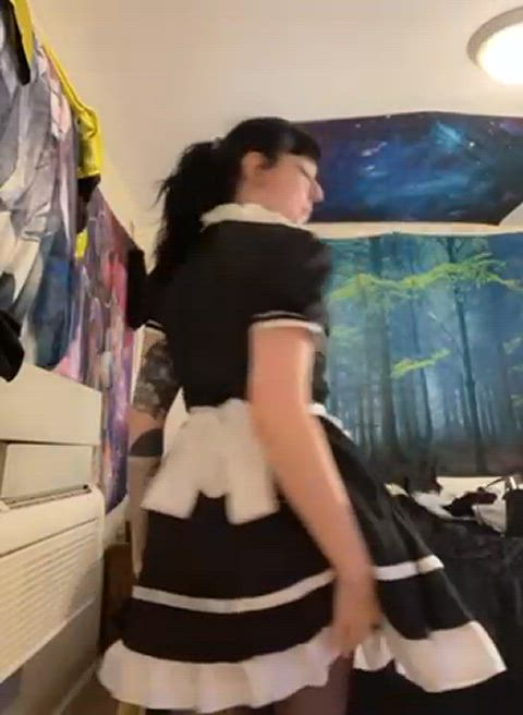 ass booty cute flashing goth maid onlyfans pussy tattoo tease gif