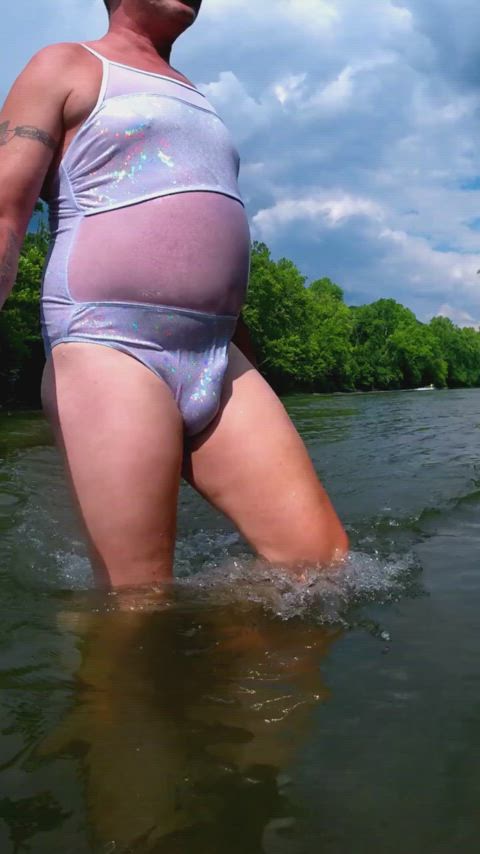 bulge cock crossdressing outdoor reddit swimsuit gif