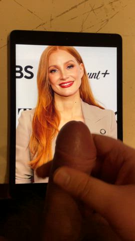 celebrity cumshot jessica chastain tribute gif