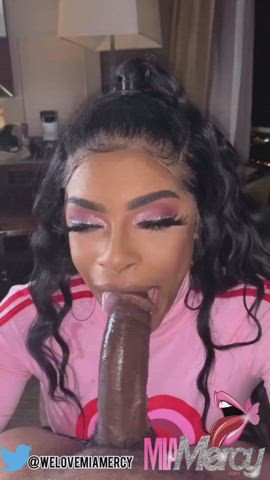 Blowjob Deepthroat Ebony Ebony Couple Long Tongue OnlyFans Spit gif