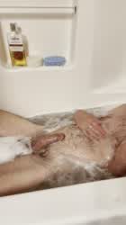 Daddy (57) stroking in the bathtub