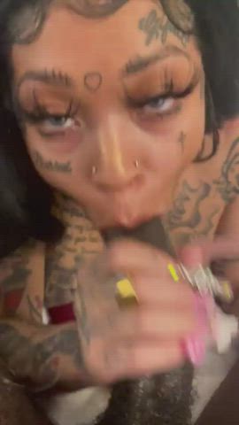 amateur bbc blowjob deepthroat messy pov sloppy spit tattoo gif