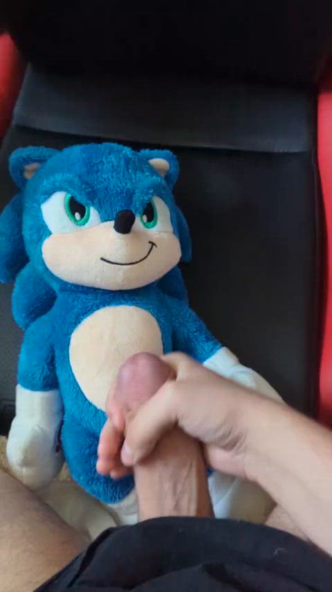 Cumming on Sonic's belly ;3