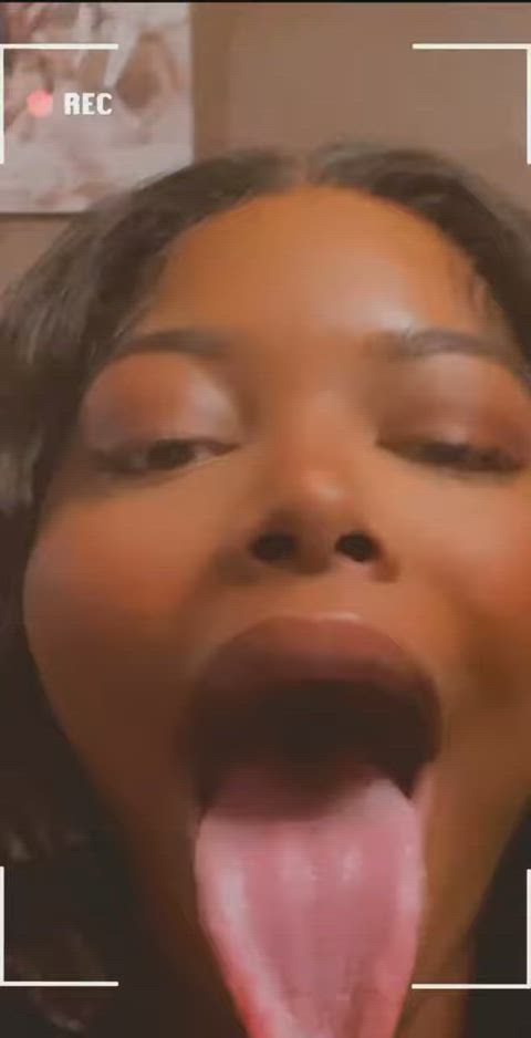 ebony long tongue teen tongue fetish gif