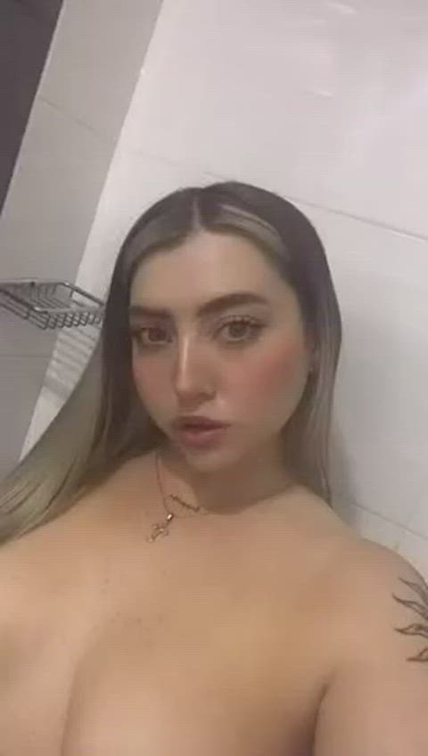 naked natural tits shower teen tits gif