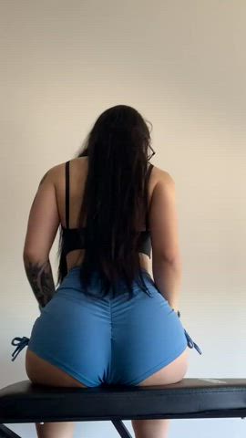 Asian Ass Big Ass Brunette Clothed Glasses Shorts Smile Tattoo gif