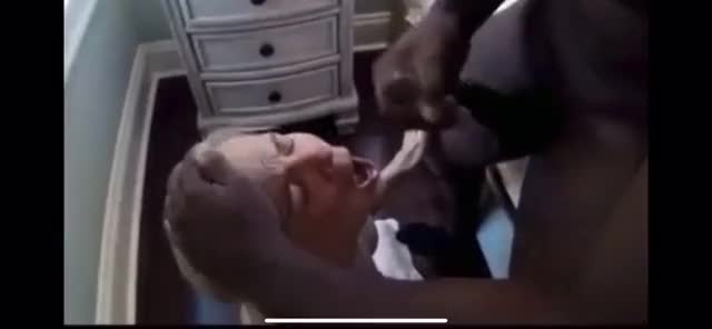 old white slut pleasuring and milking young and strong throbbing African penis until