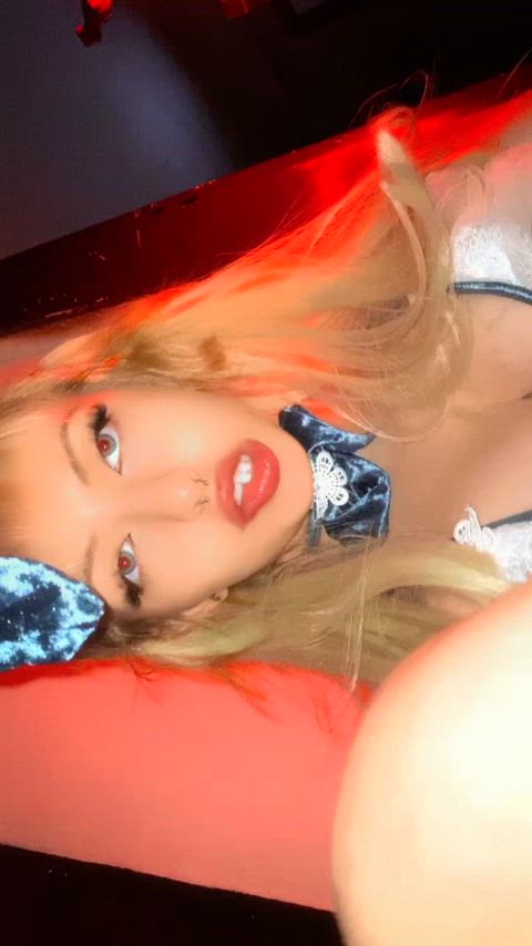 19 years old blonde bunny cosplay furry girlfriend sexy solo teen gif