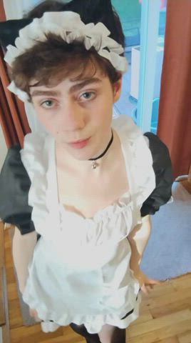 maid pale short hair small tits gif