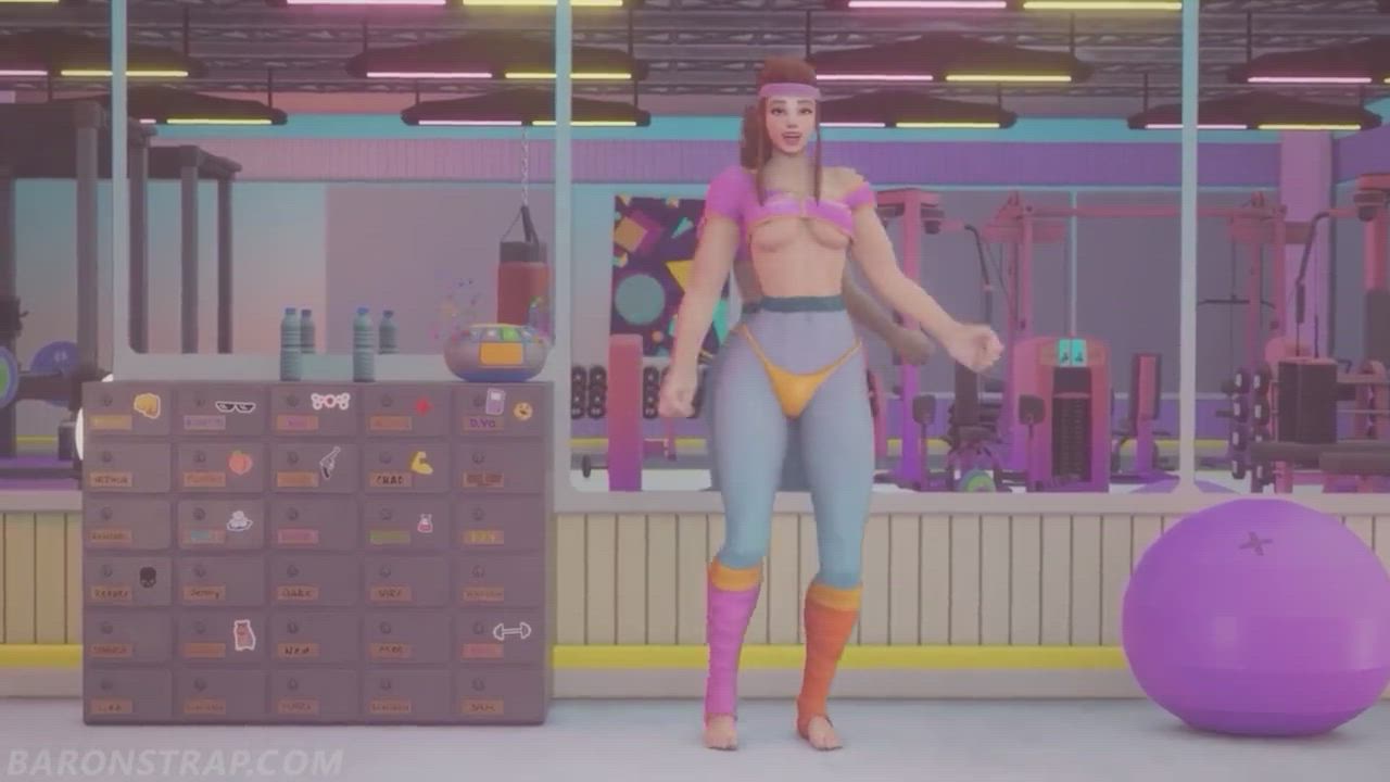 Animation Bouncing Tits Dancing Gym Jiggling Swedish Underboob Workout gif