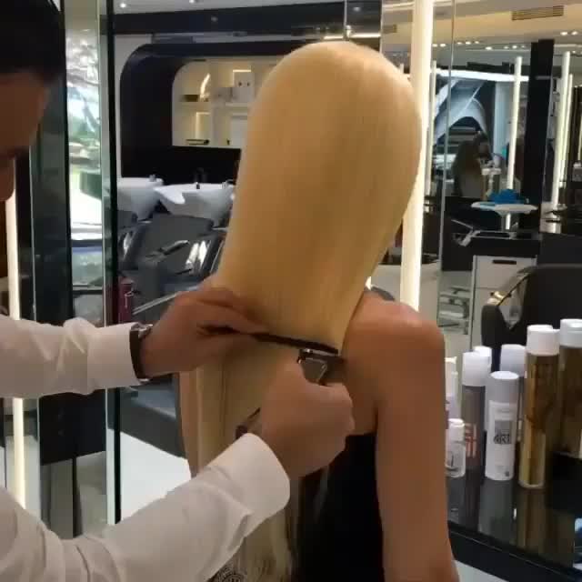 Blonde straight haircut