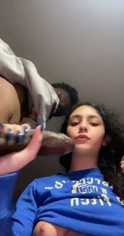 bbc big dick handjob humiliation interracial spit gif