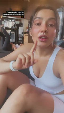 Cleavage Gym Tight Pussy gif