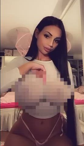 big tits bouncing tits censored clothed huge tits see through clothing tease gif