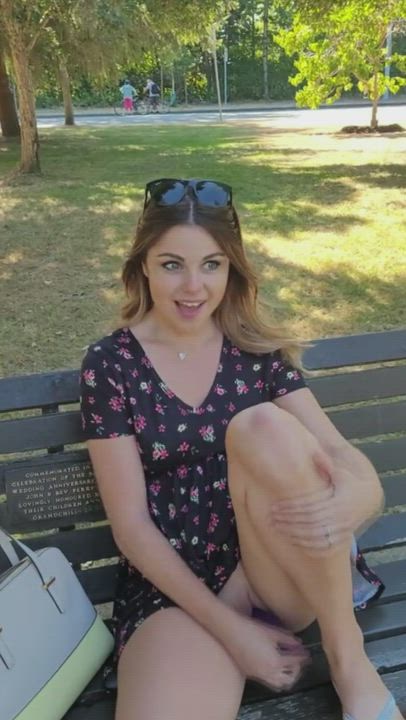 Blonde Busty Dildo Masturbating Public Solo gif