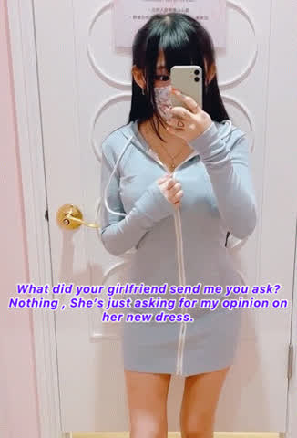 asian caption cheating dress gif