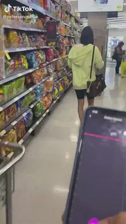 Control your girl in a grocery store near the people. Give her a powerful orgasm.