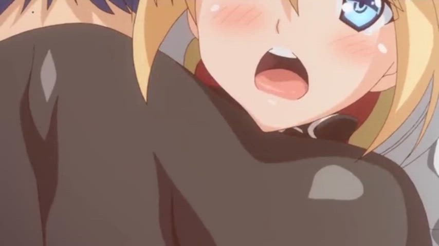 anime blonde clothed hentai knee high socks orgasm gif