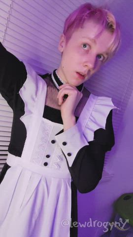 crossdressing femboy maid tease trans gif