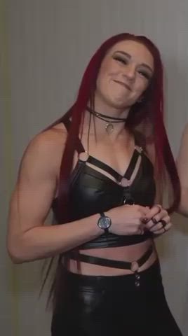 cute dress redhead wrestling gif