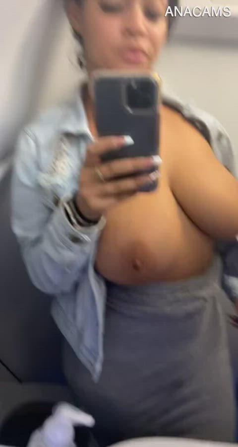 airplane boobs mirror gif