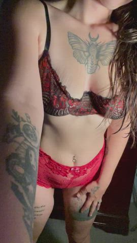 brunette lingerie masturbating tattoo tease tits tattedphysique gif