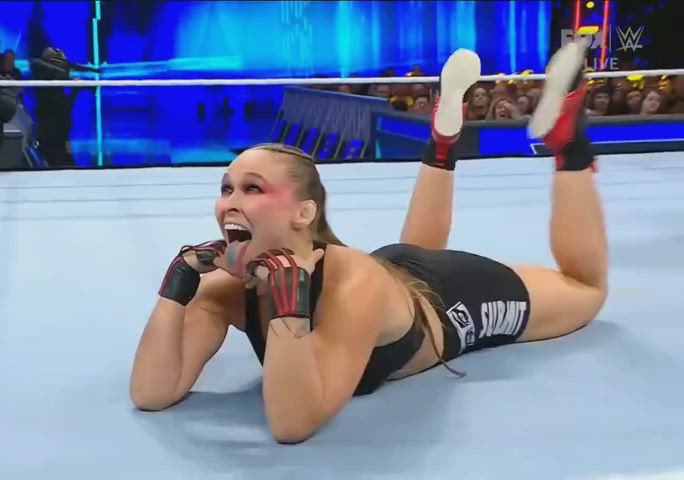 ronda rousey tongue fetish wrestling gif