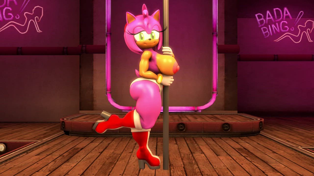 3D Amy Rose Pole Dance SFM gif