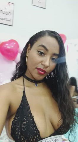 Colombian Dancing Ebony Eye Contact Latina Lingerie Lips Pussy Sex Toy Tits gif