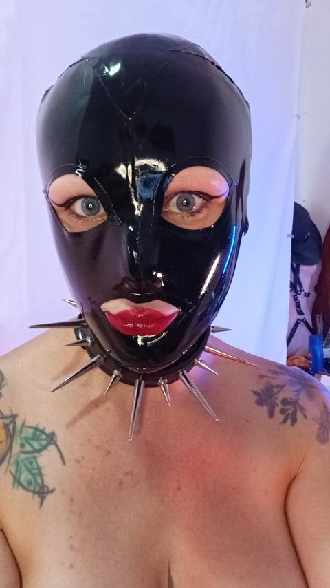 big eyes hood latex lips gif