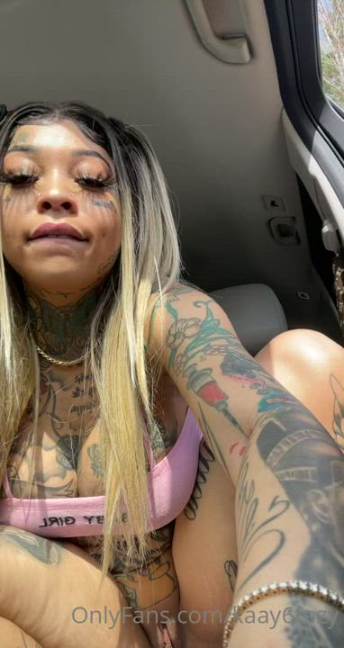 Ebony Female Masturbating Public Tattoo gif