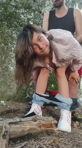 Clothed Cum Cute Doggystyle Outdoor Petite Public Teen gif
