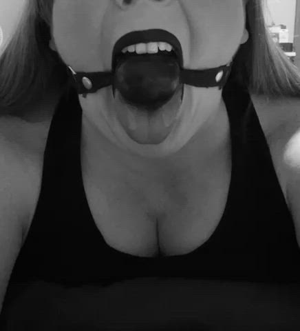 ball gagged drooling gagging saliva spit gif