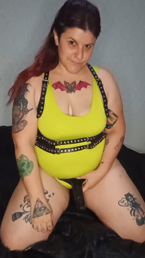 anal play bbw dildo femdom harness latina onlyfans pegging sissy tattoo gif