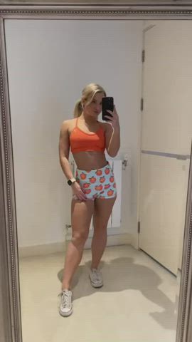blonde fitness fitting room small tits tanned tiktok gif