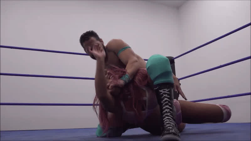 brunette mexican mixed wrestling wrestling pink hair gif