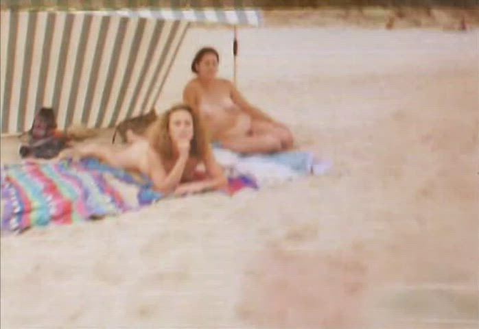 Australian Beach Hairy Pussy Natural Tits Nudist gif
