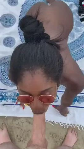 beach blowjob ebony glasses outdoor gif