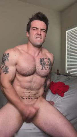 cumshot jerk off model muscles onlyfans talking dirty tattoo gif